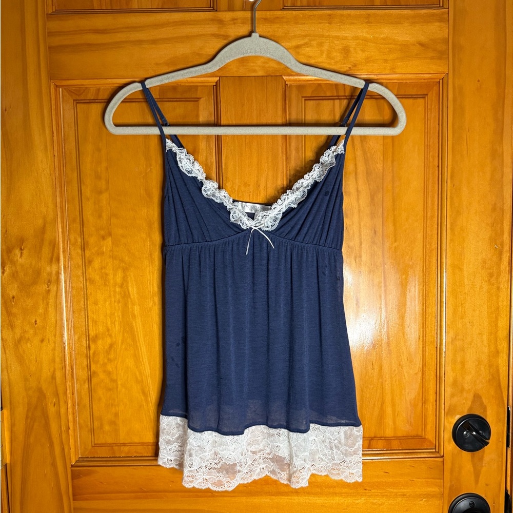 Y2K Victoria’s Secret Luxury Blend Lace Cami Slip Navy Blue Size Medium